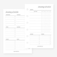 Pocket Cleaning Schedule Planner Insert Agenda Refill for Pocket size 6 Ring Binder 3.2 x 5