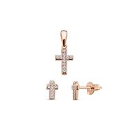 Silver thai Jewelry ชุดเครื่องประดับครอส เงินสเตอร์ลิง พิงค์โกลด์ Cross jewelry set, sterling silver, pink gold