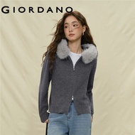 GIORDANO WOMEN Detachable faux fur hood cardigan 18355520
