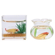 Toddmomy 1/12 Scale Accessories Dollhouse Fish Tank 1: 12 Scale 2Pcs Miniature Fish Bowl Miniature D