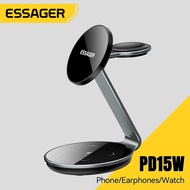Essager แท่นชาร์จไร้สาย15W ชาร์จเร็วอุปกรณ์ชาร์จไร้สายอเนกประสงค์ตั้งโต๊ะ + S6 USBA18W เดียวเดินทาง