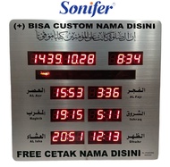 Sonifer Jam Waktu Sholat Jam Adzan Iqomah Digital Otomatis Auto Adzan Clock 23 x 25 cm FREE CUSTOM N