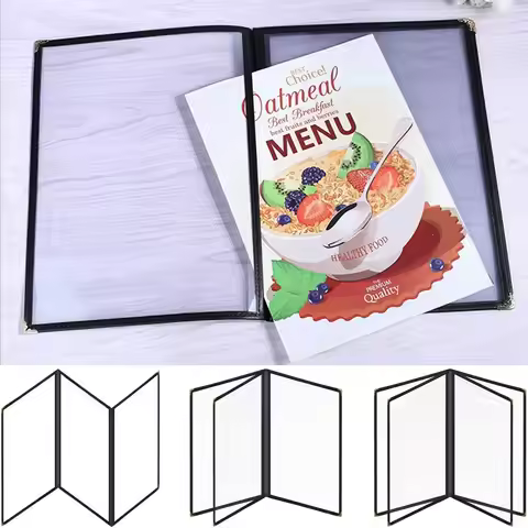 Foldable PVC Transparent Menu Cover A4 Reusable A4 Menu Paper Holder Double Panels Letter Size Loose