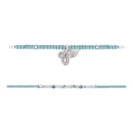 Naga 銀藍 SET 手鍊 - 兩件式，附龍神墜飾的繩編手鍊。