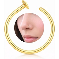 LUCKYJEWUS all Thin Gold Nose Ring Hoop for Women, 14k Gold Filled or 925 Sterling Silver - 20G/22G/