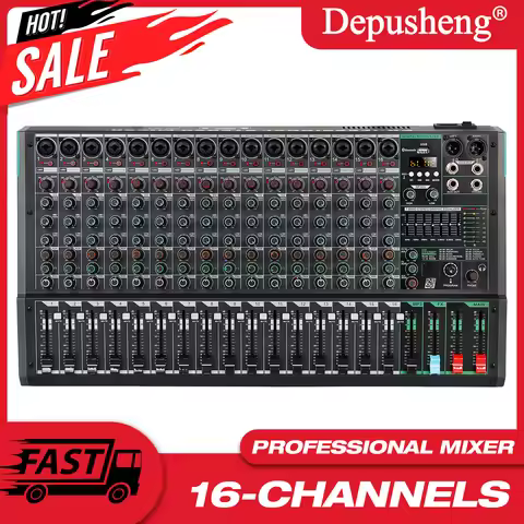 Professional Audio Console Mixer With MP3 Computer Input Built-in 99 Reverb Effect 16 Channel Audio 