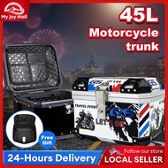 ❇Ready Stock 2023 Top Box Motorcycle 45L Capacity ABS Material Motorcycle Luggage Storage Top Box Aluminium Box❦