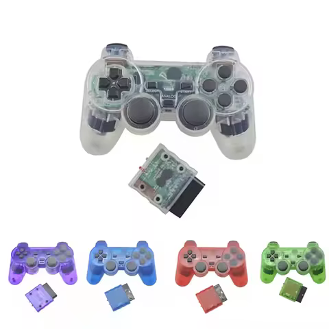 Transparent Color Wireless Joystick for PS2 2.4G Gamepad Vibration for PS2 Controller