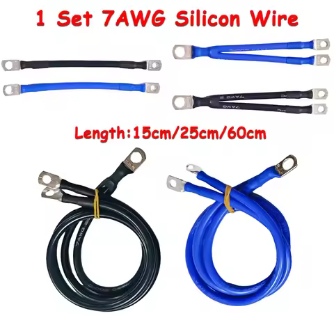 1Set Silicon Wire 7AWG Heatproof Soft Silicone Silica Gel Wire Cable with Copper Nose for BMS Batter