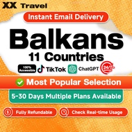 eSIM Balkans 11 Countries 5-30Days 10-50GB + Unlimited Data Travel eSIM Balkans 5G High Speed Data