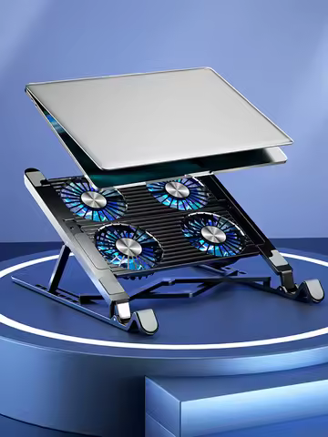 Laptop Cooling Pad with 2/4 Fans Foldable Laptop Cooling Fan RGB Silent Portable Laptop Holder 7 Hei