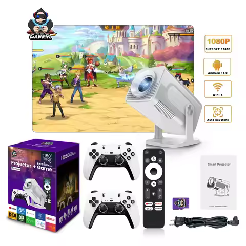 Mini HCS350MAX Portable HD Video Retro Game Consoles 10000 Android 11 LCD Proyector Video Wifi Wirel