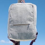 棉麻拼接設計後背包 肩背包 民族登山包 手工電腦包-簡約森林風