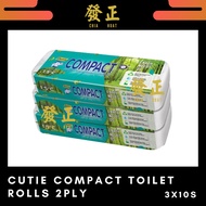 【NEW PACKAGING】 Cutie Compact Toilet Paper Tissue Rolls (3x10 Rolls)