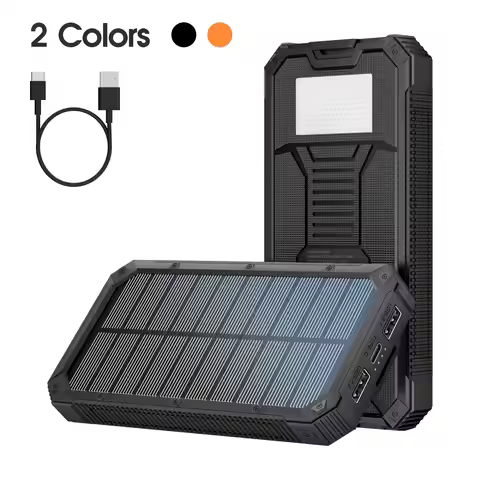 Power Bank 20000mAh Solar Charging Poverbank with Camping Light for iPhone Samsung Powerbank Fast Ch