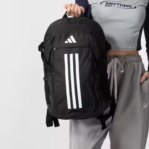 Adidas Adidas Sports and Leisure Logo Zipper Closure Recycled Polyester Fiber Backpack Unisex Couple