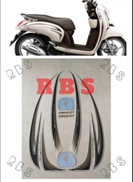 Stiker Striping Lis Les Bodi Motor Honda Scoopy fi stylish Tahun 2014 2015 Warna Putih Standar