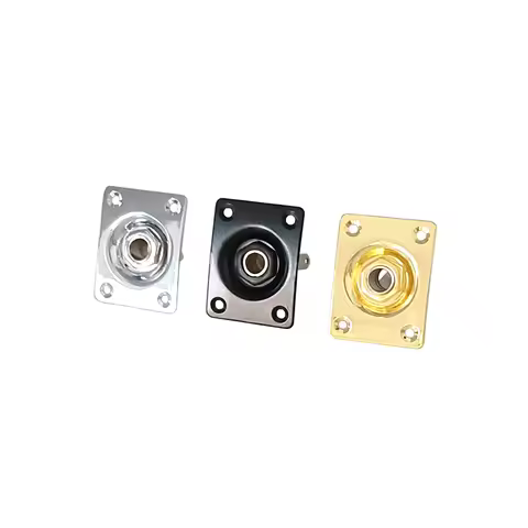 Rectangle Style Plate Guitar Bass 1/4 Output Input Jack Socket for Electric Guitar Black Gold Chrome