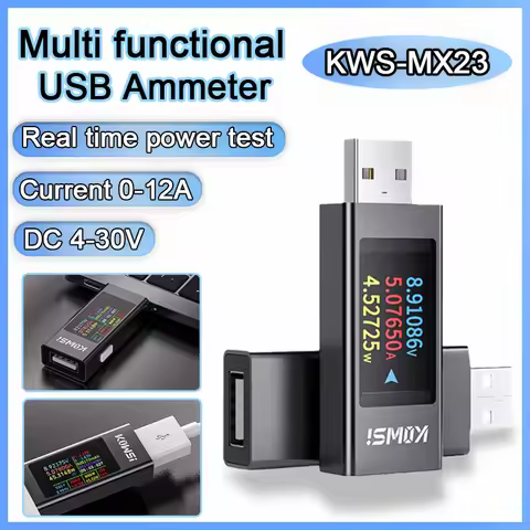 KWS-MX23 USB Tester DC Voltage Meter Digital Display Ammeter Power Meter Charging Tester DC 4-30V 0-