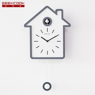 Geek Library Swing Cuckoo Clock Creative Decoration Cuckoo Bird Wall Clock Home Living Room Light So