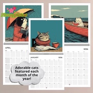 [Pineapple-t] Cats Chillin' With Books 2026 Wall Calendar, Cat-Themed Monthly Planner, Cat-Themed Il