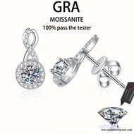 【 GRA Certificate Attached 】 1ct Moissanite Earrings, s925 Pure Silver Plated Platinum 8-shaped Roun