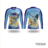 Kaos Jersey Mancing Mania Custom | Marlin Jump Blue | Lengan Panjang
