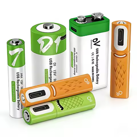 Rechargeable Batteries USB C Fast Charge: AA 2600mAh, AAA, 9V, C, D Size Li-ion Battery with Chargin