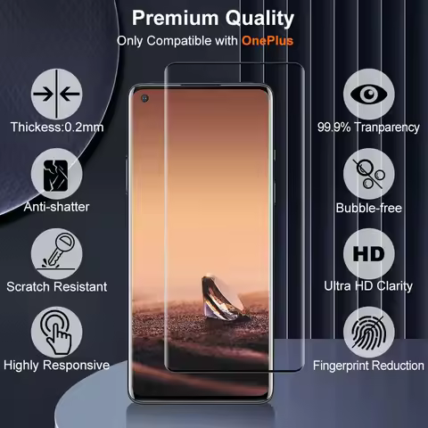 For OnePlus 9 Pro 3D Curved Four Sides Glue Tempered Glass