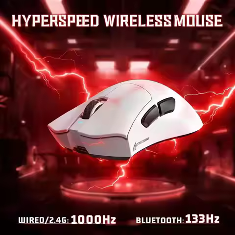 Attack Shark V3 Gaming Mouse Bluetooth Wireless, Tri-Mode, PAW3311&25000 DPI, 1KHz Polling Rate,Ligh