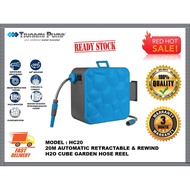 TSUNAMI HC20 20M AUTOMATIC RETRACTABLE & REWIND H2O CUBE GARDEN HOSE REEL