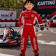 YUZE KIDS Kids Go-Kart Racing Suit Red Long Sleeve Jumpsuit Costume