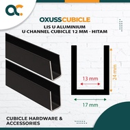 List U Aluminium Partisi Cubicle 12mm Lis U (5.6 Meter) - Hitam