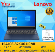 Lenovo IdeaPad 3 15ALC6-82KU01J0MJ 15.6" Laptop (R5-5500U AMD RADEON 8GB 512GB SSD W11H+OPI 2YW) Fre