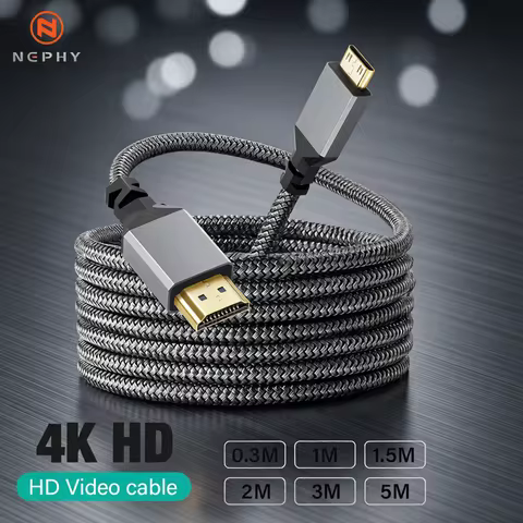 Mini HDMI to HDMI Cable HD 4K 60Hz High-Speed HDMI-compatible Cable Bi-Directional 2.0Cord for HDTV 