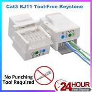 CAT3 RJ11 Keystone Jack Connector telephone module Jack Tool-free RJ11 6P4C 4-wire Cable adapter tel