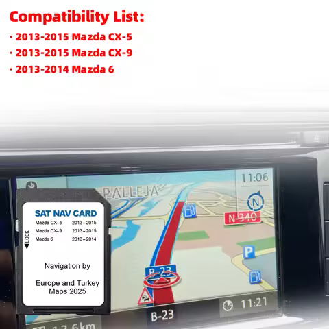 Update Memory card Sat Nav for Mazda 6 CX5 CX9 2025 Navigation SD Card 8GB EU Turkey UK GPS Map Vers