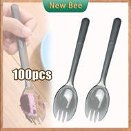 100Pcs Disposable Fork Spoon Disposable Plastic Spoon and Fork Set Independently Package