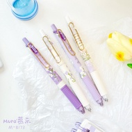 Trendy Purple Daisy Press Gel Pen 0.5mm Black Refill