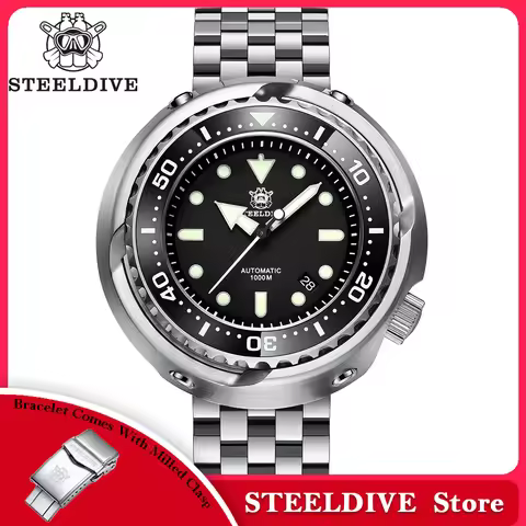 Oversize 53.6mm Case 1000m Waterproof C3 Luminoyus NH35 Automatic Big Tuna Mens Dive Watch STEELDIVE
