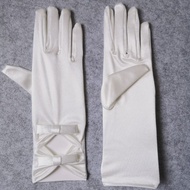 Đàn Hồi Satin Cô Dâu Găng Tay Tay Dài Trắng Khoét Hở Thiết Kế Đeo Chéo Full Phủ Hiệu Suất Găng Tay C