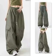 【READY STOCK AT Johor】 Hotgirl⭐Cargo Pants For Women Drawstring Plain Pocket casual street style