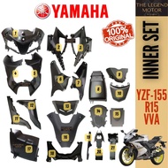 YZF-R15 YZF155 YZF R15 INNER FULL SET PART HITAM COVERSET BLACK COVER SIDE HEAD LAMP VISOR FENDER YA