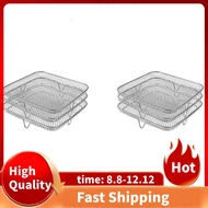 2pcs 8 Inch Air Fryer Rack for Instant Vortex Air Fryer,Philips,COSORI Air Fryer,Square Three Stackable Dehydrator Racks
