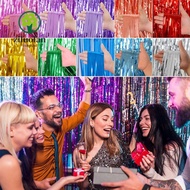 ZILUOLAN Foil Fringe Curtains, DIY Colorful Foil Fringe Tinsel Curtain, Decor 2M Shiny Background De