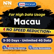 Macau SIM Card 5-30 Days Unlimited 4G Data | Instant 24h Airport Pickup | High Speed Travel Data Mac