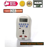 [24 Hrs] Mini Digital Timer (13A) (Universal Socket) (Max Load - 3120W)