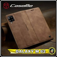 casing samsung galaxy m 62 m62 flipcase dompet kulit premium wallet - cokelat
