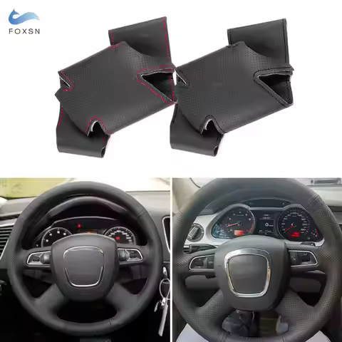 Car Steering Wheel Leather Cover Trim For Audi 4-Spoke with multi-function button A3 8P A4 B7 B8 A5 