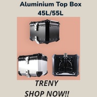 TRENY Aluminium Top Box Kotak 45Liter 55Liter BLACK/SILVER Complete Base Plate
